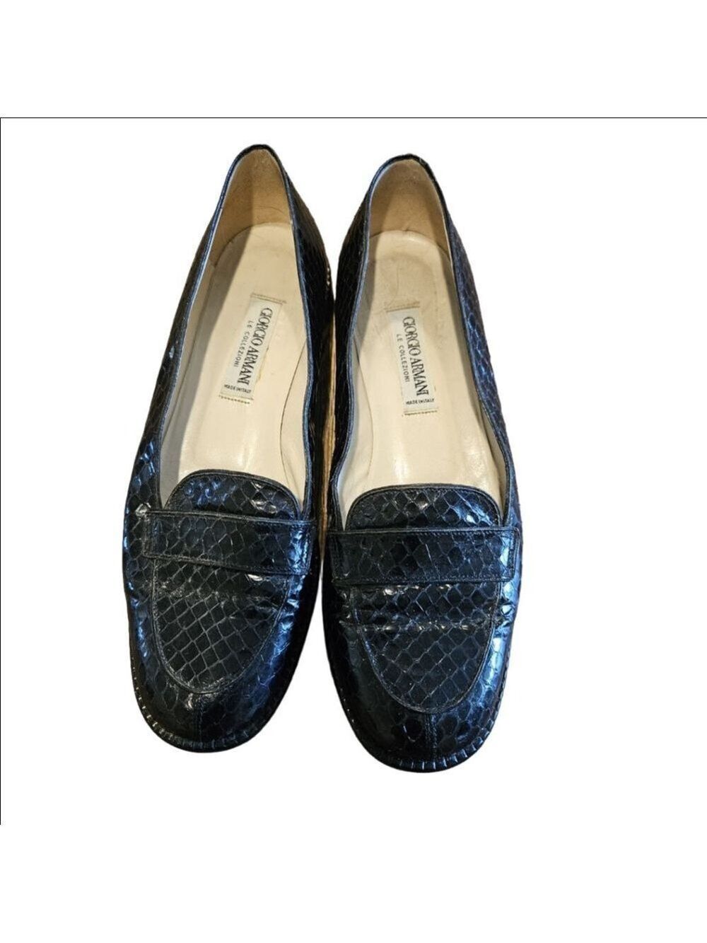 Women's Giorgio Armani Black Leather Loafers Size 37